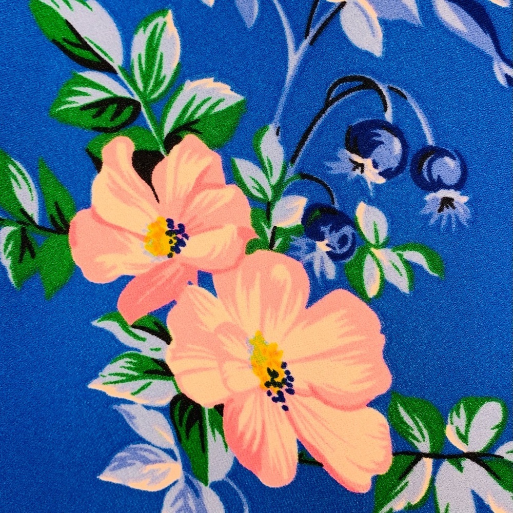 Ann Taylor Poppy Lantern Sleeve Floral Shift Dress In Seashore Blue SZ 0P! - Picture 8 of 12